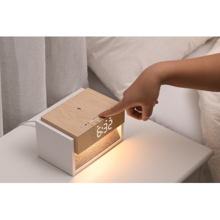 LED Stolní lampa s budíkem a nabíjením CALM LED/1,2W/5V