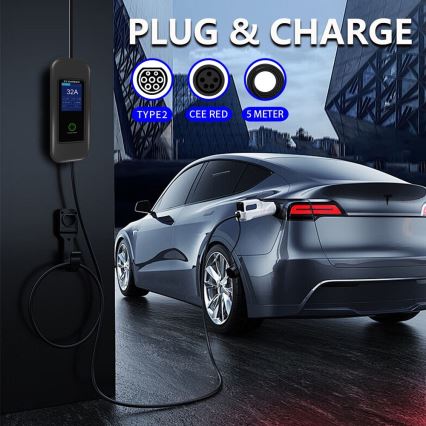 Immax - Cestovní nabíjecí stanice EV pro elektromobily AC Type 2 32A/380V 22kW + zástrčka 230V 5m Wi-Fi Tuya