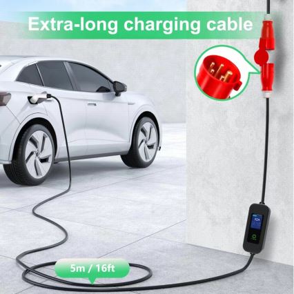 Immax - Cestovní nabíjecí stanice EV pro elektromobily AC Type 2 32A/380V 22kW + zástrčka 230V 5m Wi-Fi Tuya