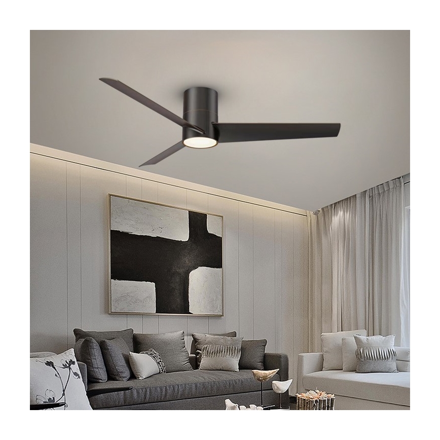 Immax NEO 07135-B - LED Stmívatelný stropní ventilátor FRESH LED/18W/230V Wi-Fi Tuya černá + dálkové ovládání