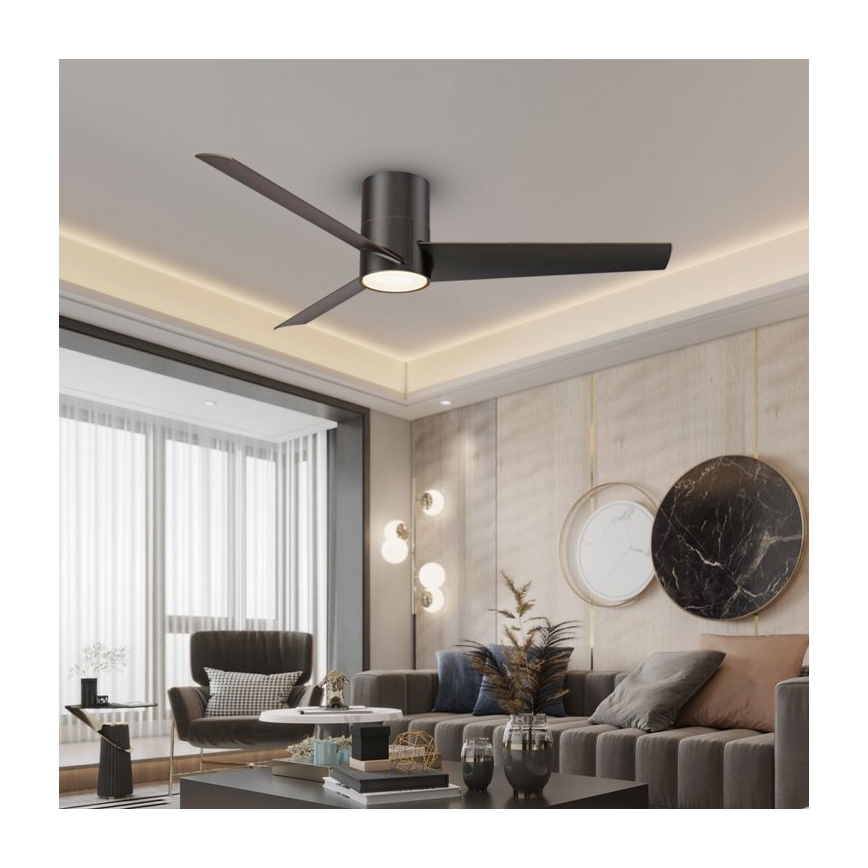 Immax NEO 07135-B - LED Stmívatelný stropní ventilátor FRESH LED/18W/230V Wi-Fi Tuya černá + dálkové ovládání