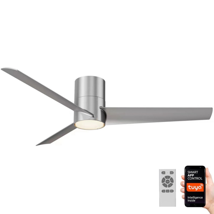 Immax NEO 07135-S - LED Stmívatelný stropní ventilátor FRESH LED/18W/230V Wi-Fi Tuya matný chrom + dálkové ovládání