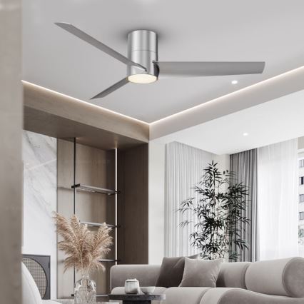 Immax NEO 07135-S - LED Stmívatelný stropní ventilátor FRESH LED/18W/230V Wi-Fi Tuya matný chrom + dálkové ovládání