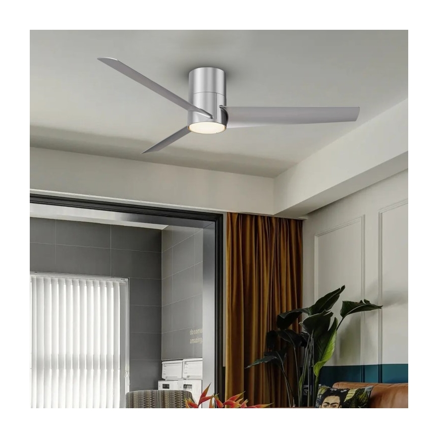 Immax NEO 07135-S - LED Stmívatelný stropní ventilátor FRESH LED/18W/230V Wi-Fi Tuya matný chrom + dálkové ovládání