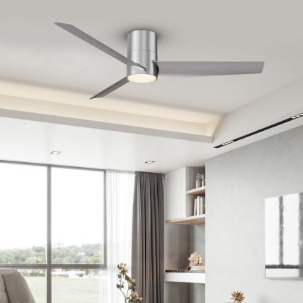 Immax NEO 07135-S - LED Stmívatelný stropní ventilátor FRESH LED/18W/230V Wi-Fi Tuya matný chrom + dálkové ovládání