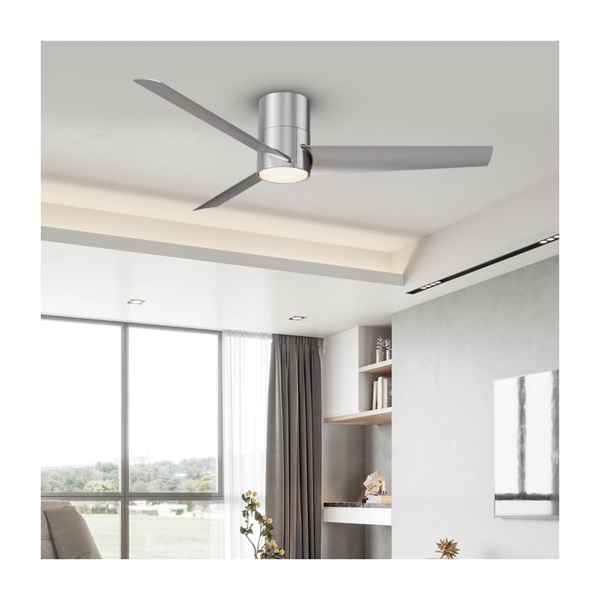 Immax NEO 07135-S - LED Stmívatelný stropní ventilátor FRESH LED/18W/230V Wi-Fi Tuya matný chrom + dálkové ovládání