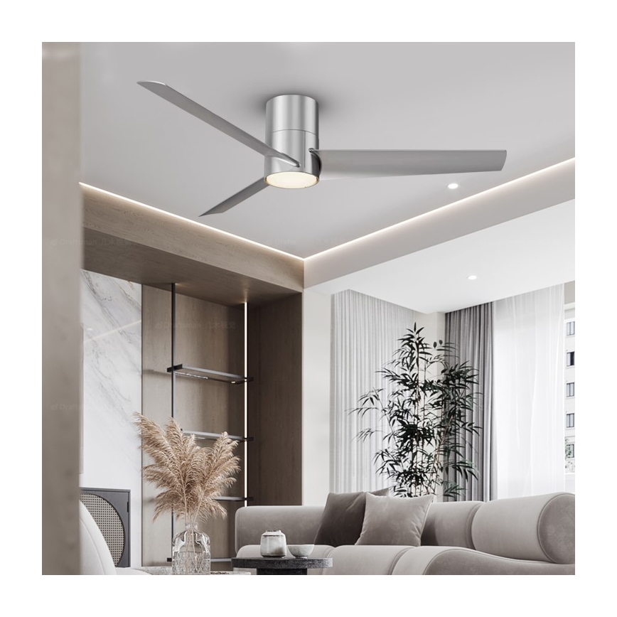 Immax NEO 07135-S - LED Stropní ventilátor FRESH LED/18W/230V Wi-Fi Tuya matný chrom + dálkové ovládání