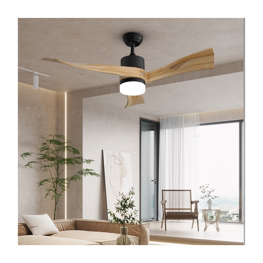 Immax NEO 07136-B - LED Stmívatelný stropní ventilátor SOFISTICADO LED/18W/230V dub Wi-Fi Tuya + dálkové ovládání