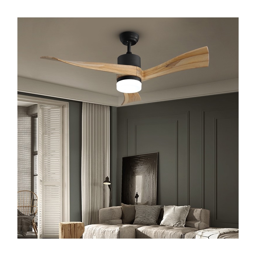 Immax NEO 07136-B - LED Stmívatelný stropní ventilátor SOFISTICADO LED/18W/230V dub Wi-Fi Tuya + dálkové ovládání