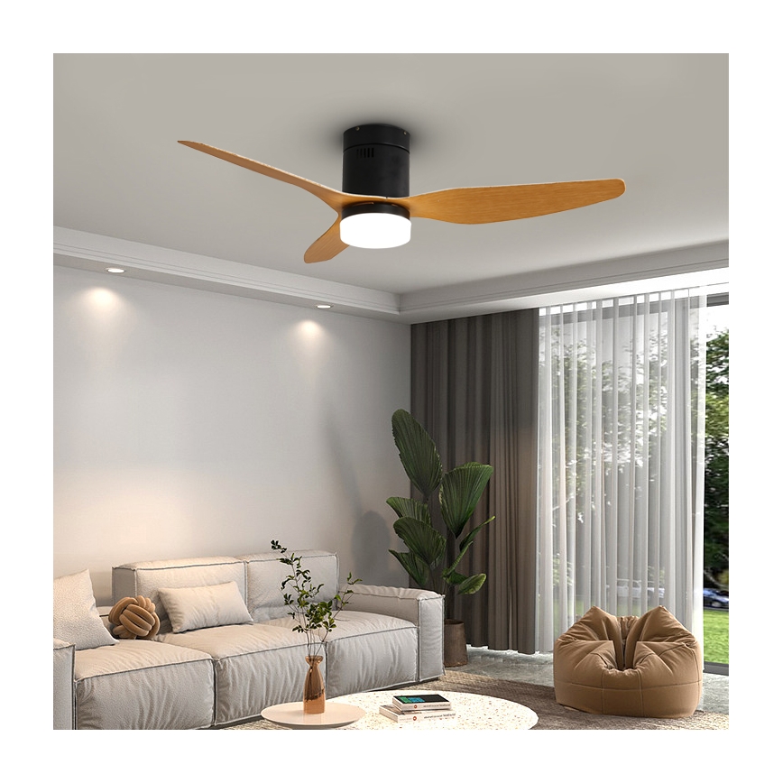 Immax NEO 07142-B - LED Stropní ventilátor NEO LITE VENTO LED/18W/230V Tuya Wi-Fi černá/dřevo + dálkové ovládání