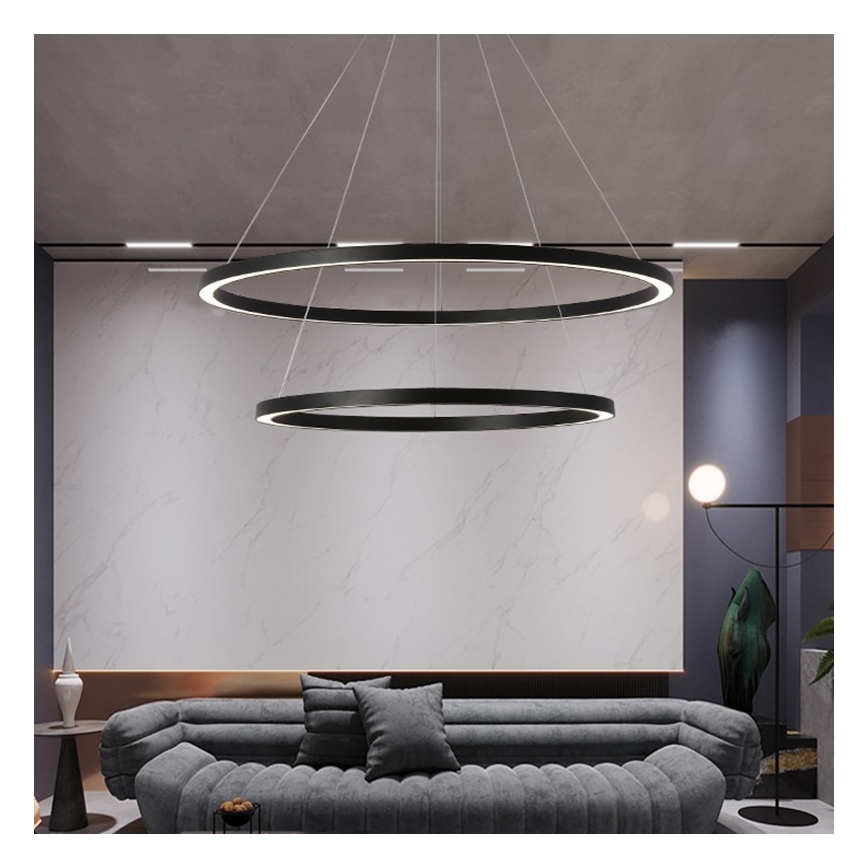 Immax NEO 07158-B80-60 - LED Stmívatelný lustr na lanku FINO LED/93W/230V Tuya černá + dálkové ovládání