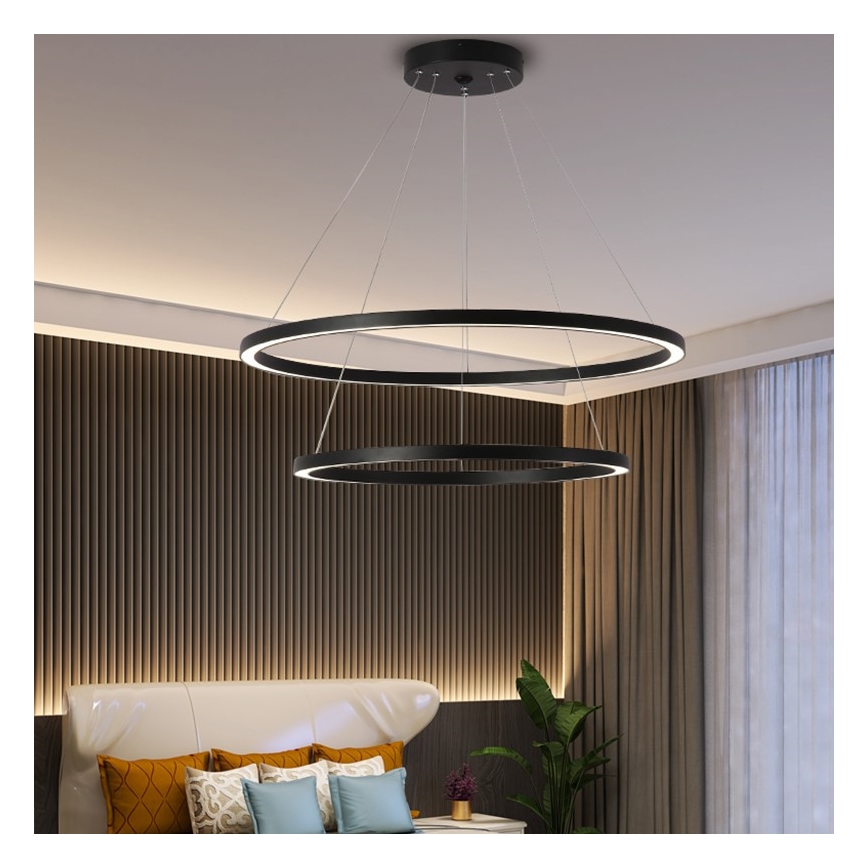 Immax NEO 07158-B80-60 - LED Stmívatelný lustr na lanku FINO LED/93W/230V Tuya černá + dálkové ovládání