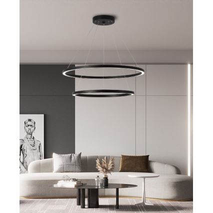 Immax NEO 07158-B80-60 - LED Stmívatelný lustr na lanku FINO LED/93W/230V Tuya černá + dálkové ovládání