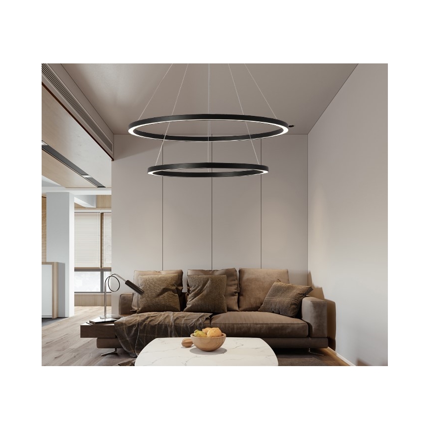 Immax NEO 07158-B80-60 - LED Stmívatelný lustr na lanku FINO LED/93W/230V Tuya černá + dálkové ovládání