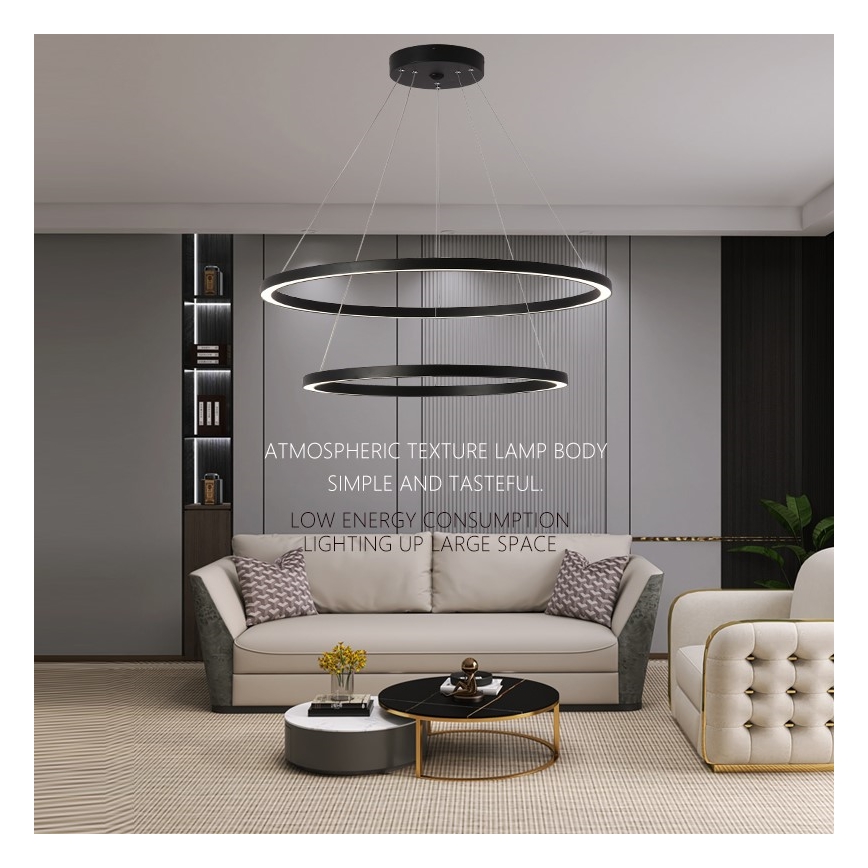 Immax NEO 07158-B80-60 - LED Stmívatelný lustr na lanku FINO LED/93W/230V Tuya černá + dálkové ovládání