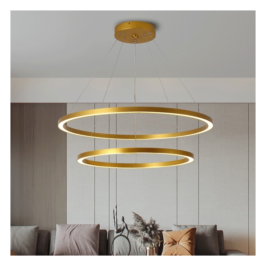 Immax NEO 07159-G80-60 - LED Stmívatelný lustr na lanku FINO LED/93W/230V Tuya zlatá + dálkové ovládání