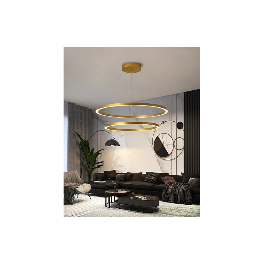 Immax NEO 07159-G80-60 - LED Stmívatelný lustr na lanku FINO LED/93W/230V Tuya zlatá + dálkové ovládání