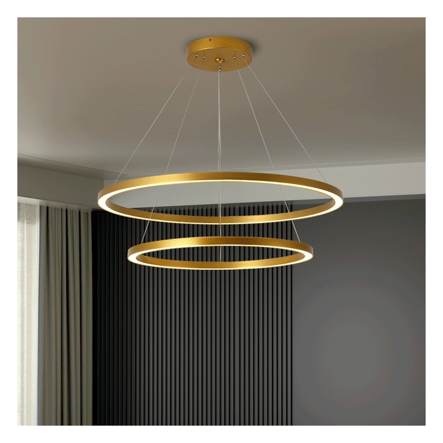 Immax NEO 07159-G80-60 - LED Stmívatelný lustr na lanku FINO LED/93W/230V Tuya zlatá + dálkové ovládání