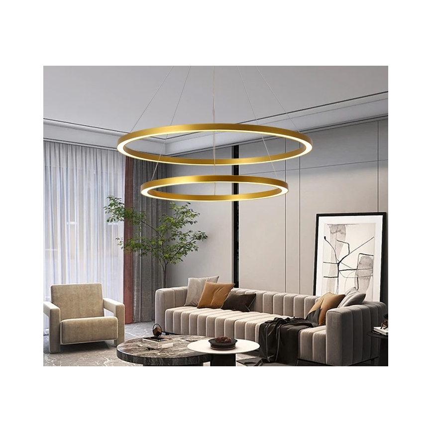 Immax NEO 07159-G80-60 - LED Stmívatelný lustr na lanku FINO LED/93W/230V Tuya zlatá + dálkové ovládání