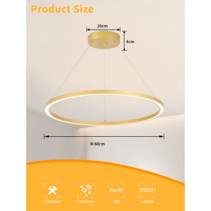 Immax NEO 07159-G80 - LED Stmívatelný lustr na lanku FINO LED/60W/230V Tuya zlatá + dálkové ovládání