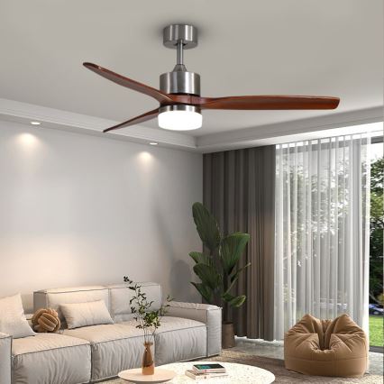 Immax NEO 07165-S - LED Stropní ventilátor ELEGANTE LED/18W/230V dub Wi-Fi Tuya + dálkové ovládání