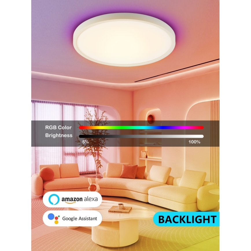 Immax NEO 07169-W60 - LED RGB+CCT Stmívatelné stropní svítidlo NEO LITE TUDO 65W/230V 2700-6500K Wi-Fi Tuya + dálkové ovládání bílá