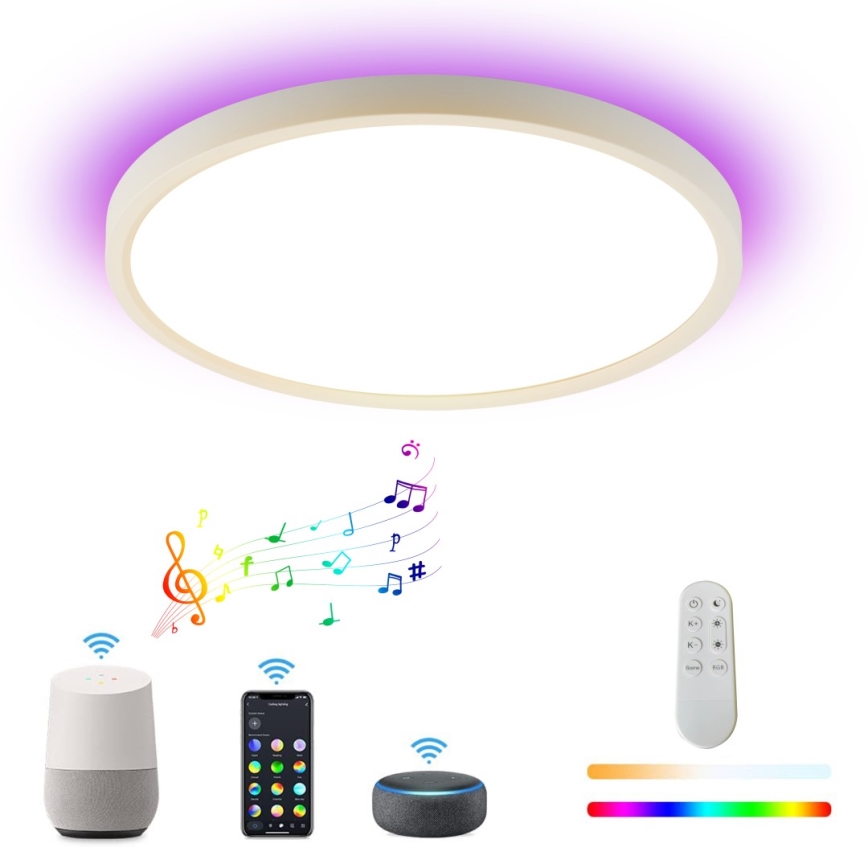 Immax NEO 07169-W60 - LED RGB+CCT Stmívatelné stropní svítidlo NEO LITE TUDO 65W/230V 2700-6500K Wi-Fi Tuya + dálkové ovládání bílá
