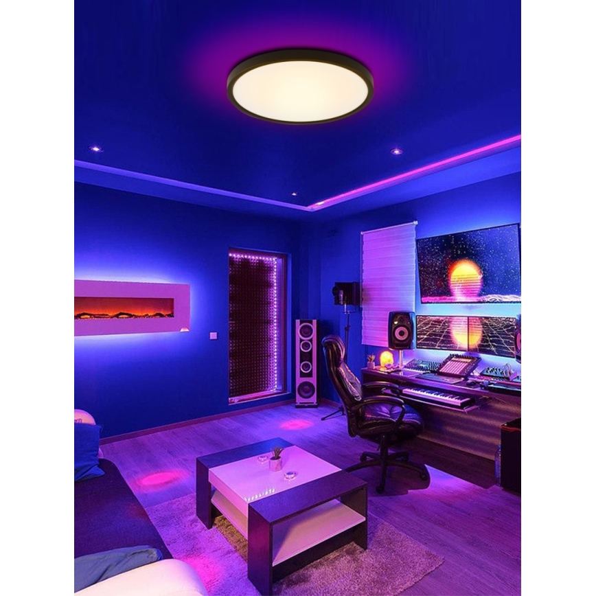 Immax NEO 07170-B60 - LED RGB+CCT Stmívatelné stropní svítidlo NEO LITE TUDO LED/65W/230V 2700-6500K Wi-Fi Tuya černá + dálkové ovládání