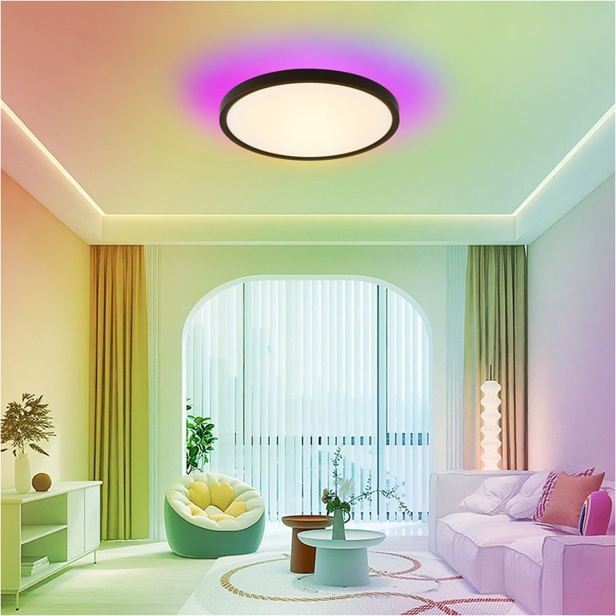 Immax NEO 07170-B60 - LED RGB+CCT Stmívatelné stropní svítidlo NEO LITE TUDO LED/65W/230V 2700-6500K Wi-Fi Tuya černá + dálkové ovládání