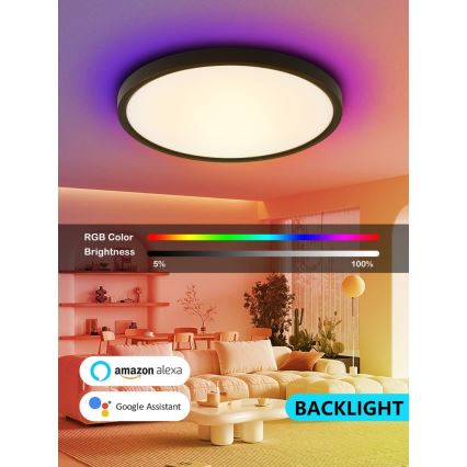 Immax NEO 07170-B60 - LED RGB+CCT Stmívatelné stropní svítidlo NEO LITE TUDO LED/65W/230V 2700-6500K Wi-Fi Tuya černá + dálkové ovládání