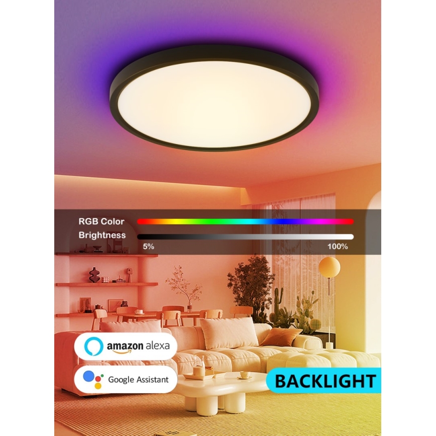 Immax NEO 07170-B60 - LED RGB+CCT Stmívatelné stropní svítidlo NEO LITE TUDO LED/65W/230V 2700-6500K Wi-Fi Tuya černá + dálkové ovládání