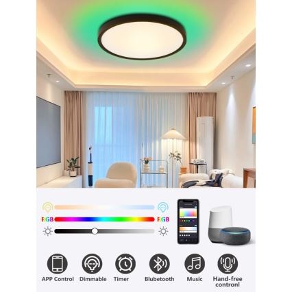 Immax NEO 07170-B60 - LED RGB+CCT Stmívatelné stropní svítidlo NEO LITE TUDO LED/65W/230V 2700-6500K Wi-Fi Tuya černá + dálkové ovládání