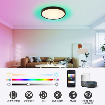 Immax NEO 07170-B60 - LED RGB+CCT Stmívatelné stropní svítidlo NEO LITE TUDO LED/65W/230V 2700-6500K Wi-Fi Tuya černá + dálkové ovládání