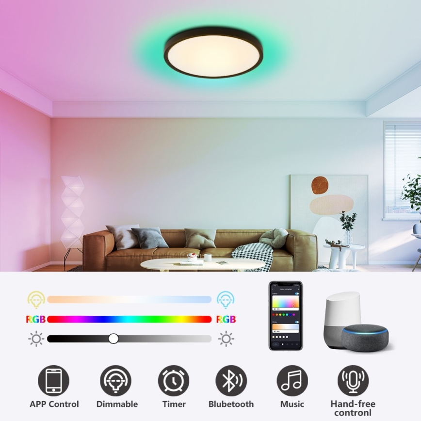 Immax NEO 07170-B60 - LED RGB+CCT Stmívatelné stropní svítidlo NEO LITE TUDO LED/65W/230V 2700-6500K Wi-Fi Tuya černá + dálkové ovládání