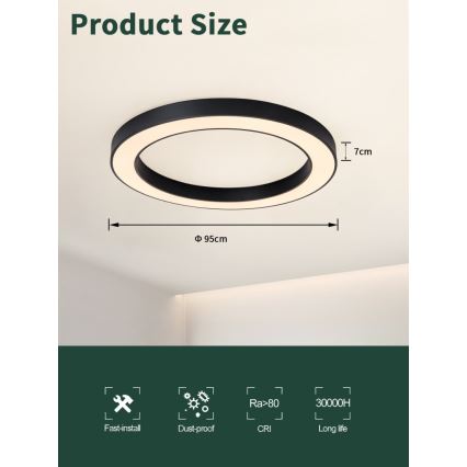 Immax NEO 07210L - LED Stmívatelné stropní svítidlo PASTEL LED/68W/230V 95 cm černá Tuya + dálkové ovládání