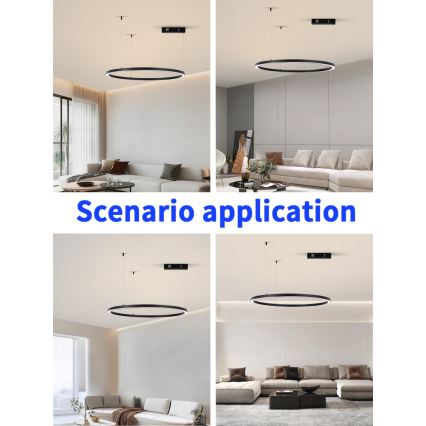 Immax NEO 07215L - LED Stmívatelný lustr na lanku FINO LED/60W/230V 80 cm černá Tuya + dálkové ovládání