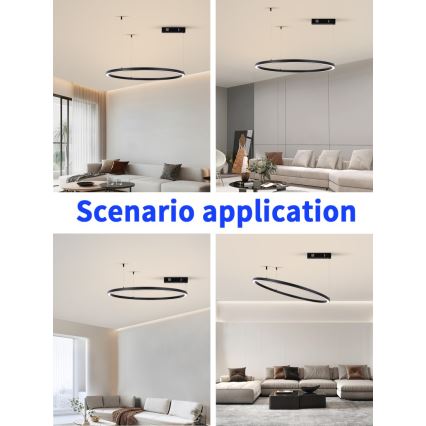 Immax NEO 07215L - LED Stmívatelný lustr na lanku FINO LED/60W/230V 80 cm černá Tuya + dálkové ovládání