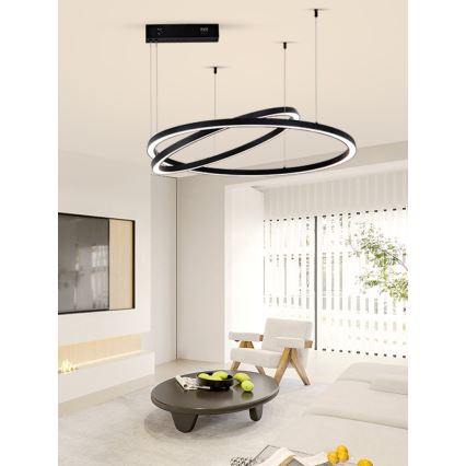 Immax NEO 07216L - LED Stmívatelný lustr na lanku FINO LED/93W/230V 60/80cm černá Tuya + dálkové ovládání