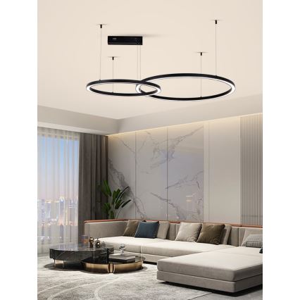 Immax NEO 07216L - LED Stmívatelný lustr na lanku FINO LED/93W/230V 60/80cm černá Tuya + dálkové ovládání