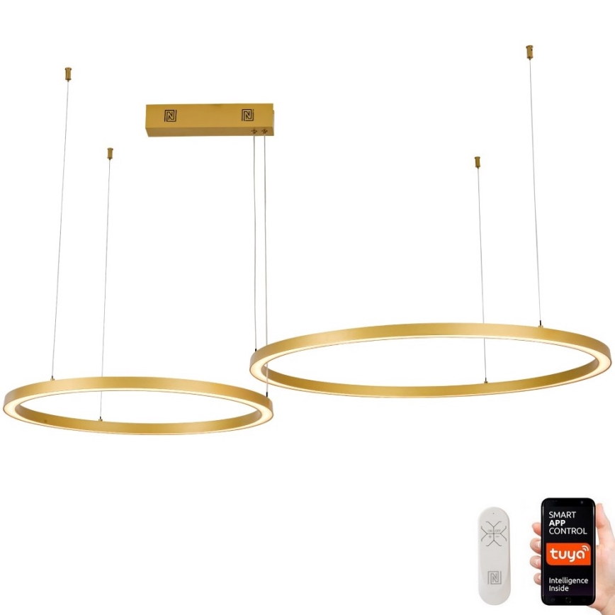 Immax NEO 07218L - LED Stmívatelný lustr na lanku FINO LED/93W/230V 60/80cm zlatá Tuya + dálkové ovládání