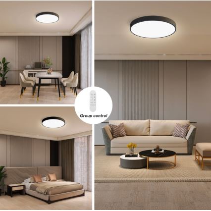 Immax NEO 07248L - LED Stmívatelné stropní svítidlo NEO LITE SEMPLICI LED/36W/230V 3000-6000K Wi-Fi Tuya černá + dálkové ovládání