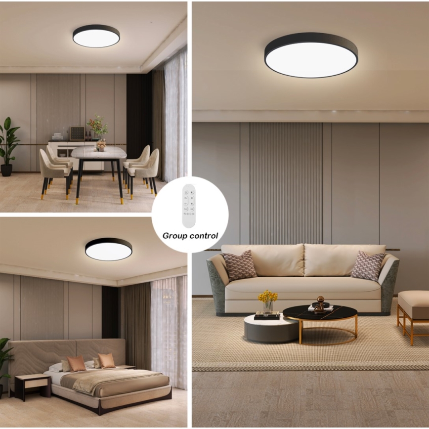 Immax NEO 07248L - LED Stmívatelné stropní svítidlo NEO LITE SEMPLICI LED/36W/230V 3000-6000K Wi-Fi Tuya černá + dálkové ovládání