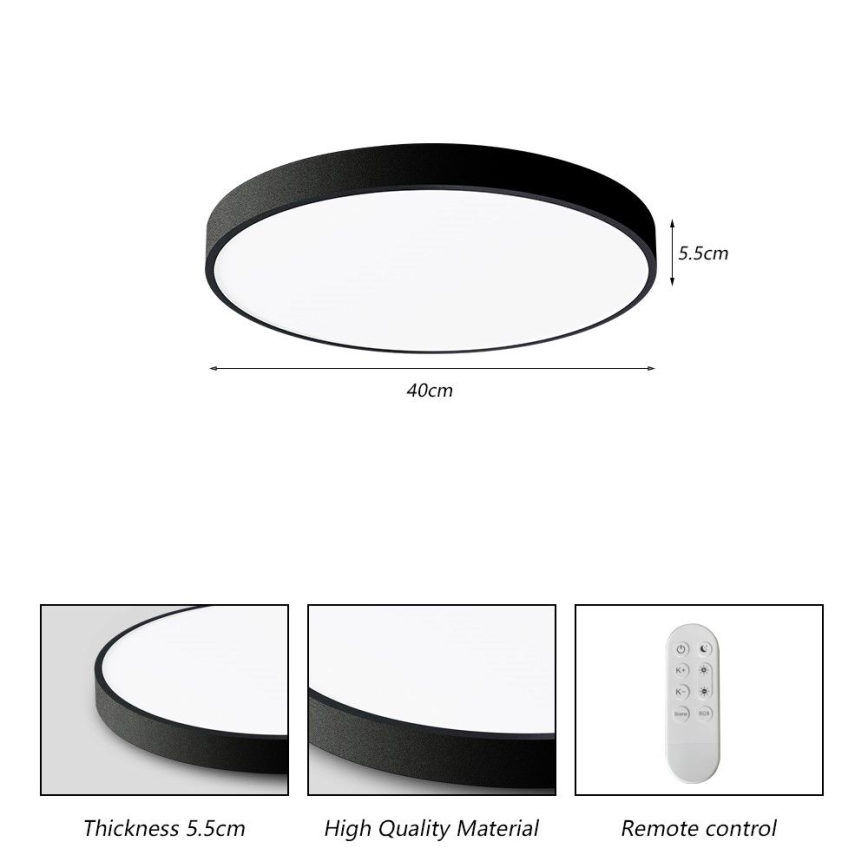 Immax NEO 07248L - LED Stmívatelné stropní svítidlo NEO LITE SEMPLICI LED/36W/230V 3000-6000K Wi-Fi Tuya černá + dálkové ovládání