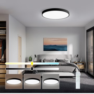 Immax NEO 07249L - LED Stmívatelné stropní svítidlo NEO LITE SEMPLICI LED/48W/230V 3000-6000K pr. 50 cm Wi-Fi Tuya černá + dálkové ovládání