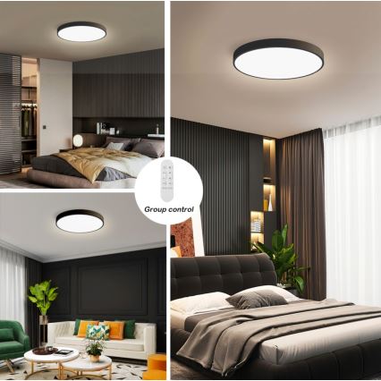 Immax NEO 07249L - LED Stmívatelné stropní svítidlo NEO LITE SEMPLICI LED/48W/230V 3000-6000K Wi-Fi Tuya černá + dálkové ovládání