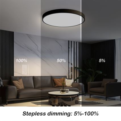 Immax NEO 07249L - LED Stmívatelné stropní svítidlo NEO LITE SEMPLICI LED/48W/230V 3000-6000K Wi-Fi Tuya černá + dálkové ovládání