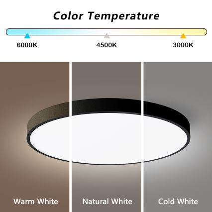 Immax NEO 07249L - LED Stmívatelné stropní svítidlo NEO LITE SEMPLICI LED/48W/230V 3000-6000K Wi-Fi Tuya černá + dálkové ovládání