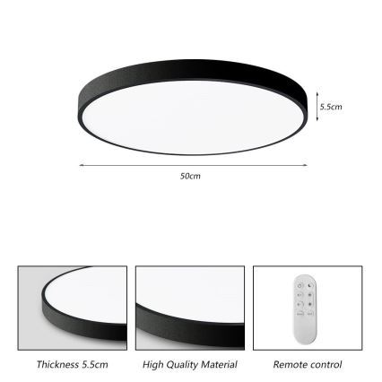 Immax NEO 07249L - LED Stmívatelné stropní svítidlo NEO LITE SEMPLICI LED/48W/230V 3000-6000K Wi-Fi Tuya černá + dálkové ovládání