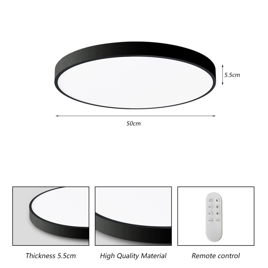 Immax NEO 07249L - LED Stmívatelné stropní svítidlo NEO LITE SEMPLICI LED/48W/230V 3000-6000K Wi-Fi Tuya černá + dálkové ovládání