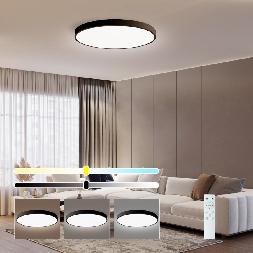 Immax NEO 07250L - LED Stmívatelné stropní svítidlo NEO LITE SEMPLICI LED/60W/230V 3000-6000K Wi-Fi Tuya černá + dálkové ovládání